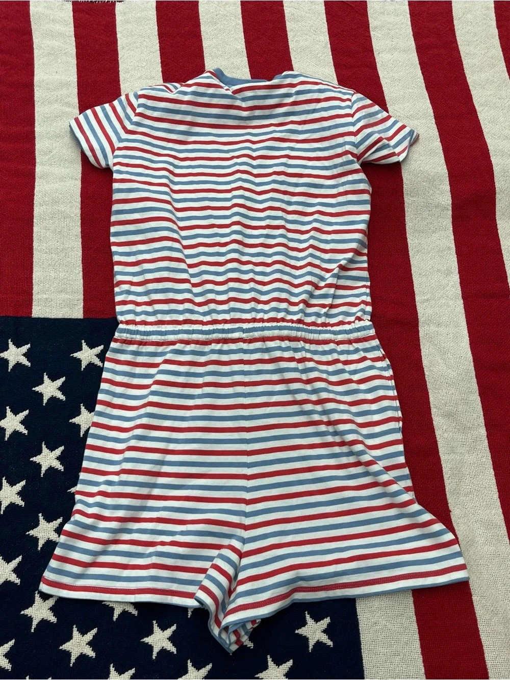 Polo Ralph Lauren Red, White & Blue Striped Girls' Romper Size Large 12-14